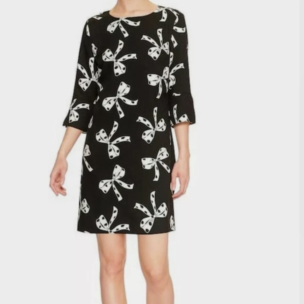 Banana Republic Black / White Ribbon Bow Pattern Dress Petite Size 2 Petite